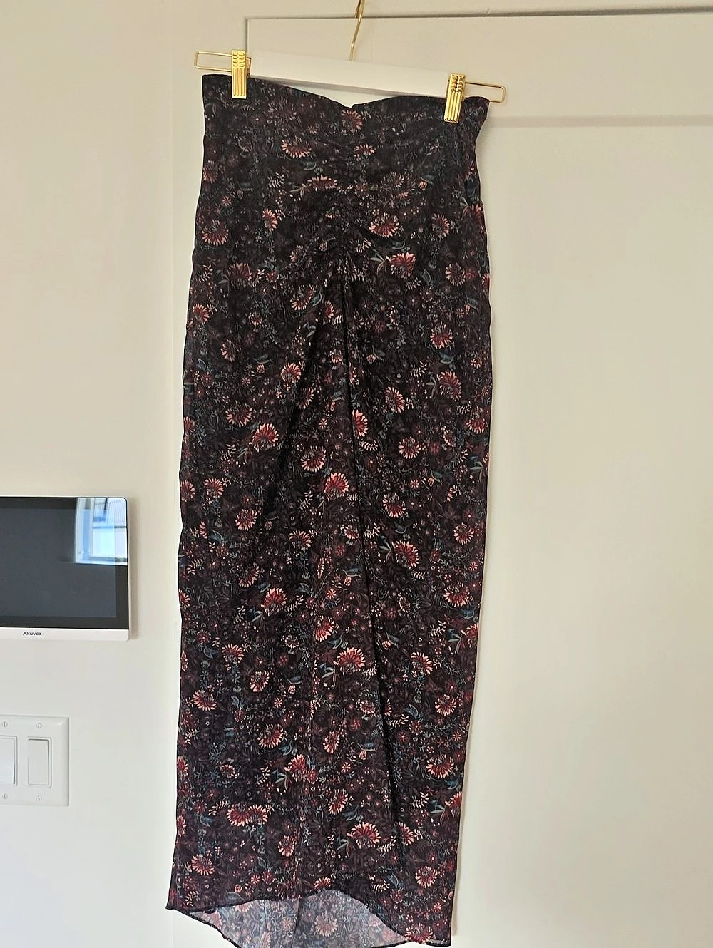 Floral Maxi Skirt in Black & Red Like New